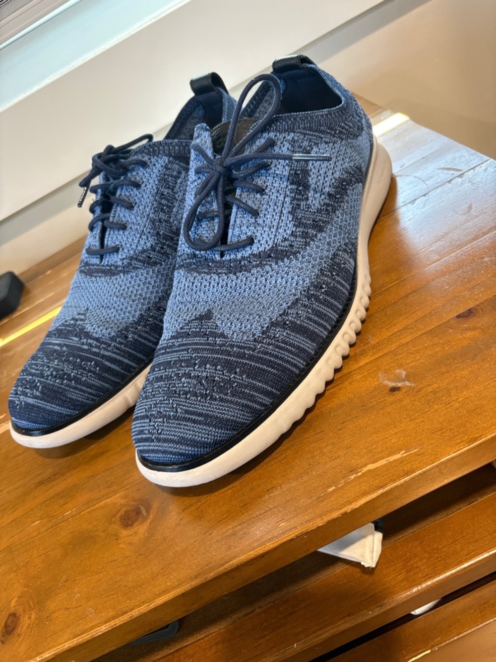 Cole Haan Knit Lace-Up Sneakers - Navy & White